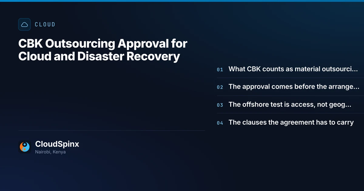 CBK Outsourcing Approval for Cloud and Disaster Recovery